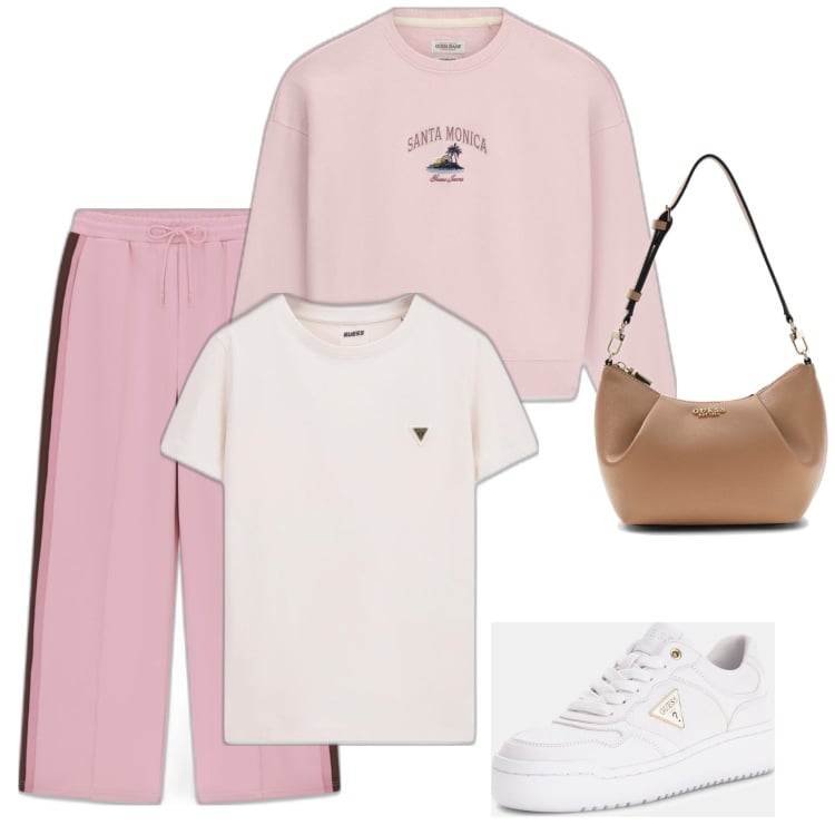 Outfit mujer - Chic #8533. Estilo Chic para Todos los días. Combinación con pantalones, sneakers, sudaderas, bandoleras, camiseta.