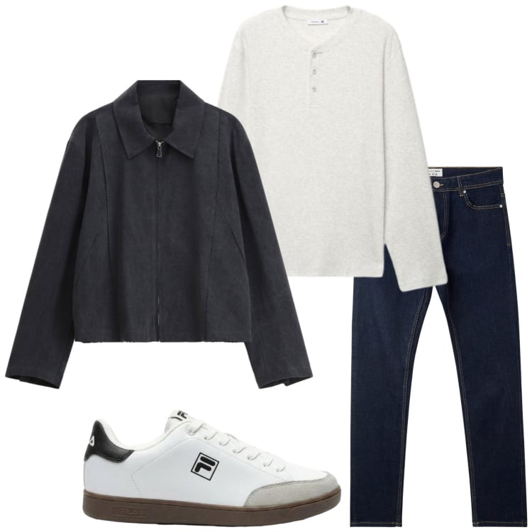 Outfit uomo - In città. Stile Urban per Tutti i giorni. Abbinamento con sneakers, cappotti, t-shirt, jeans skinny.