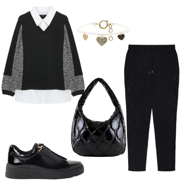 Outfit donna - Total look #2470606. Stile Urban per Sport. look ideale per Petite. Abbinamento con sneakers, braccialetti, pantaloni, felpe, borse tote.