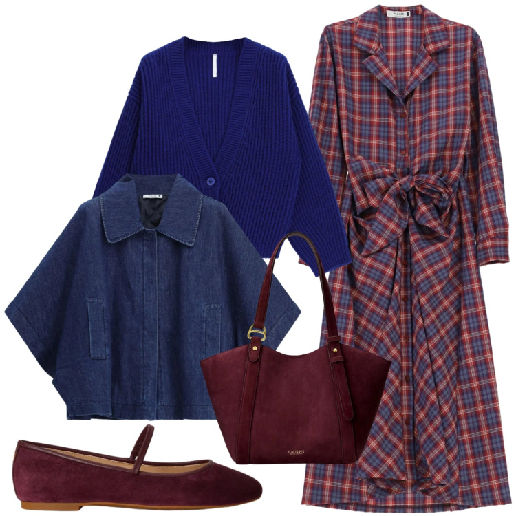 Outfit donna - Casual chic ufficio tempo libero. Stile Casual chic per Tutti i giorni. Abbinamento con cardigans, blazer, vestiti chemisier, borse tote, ballerine.