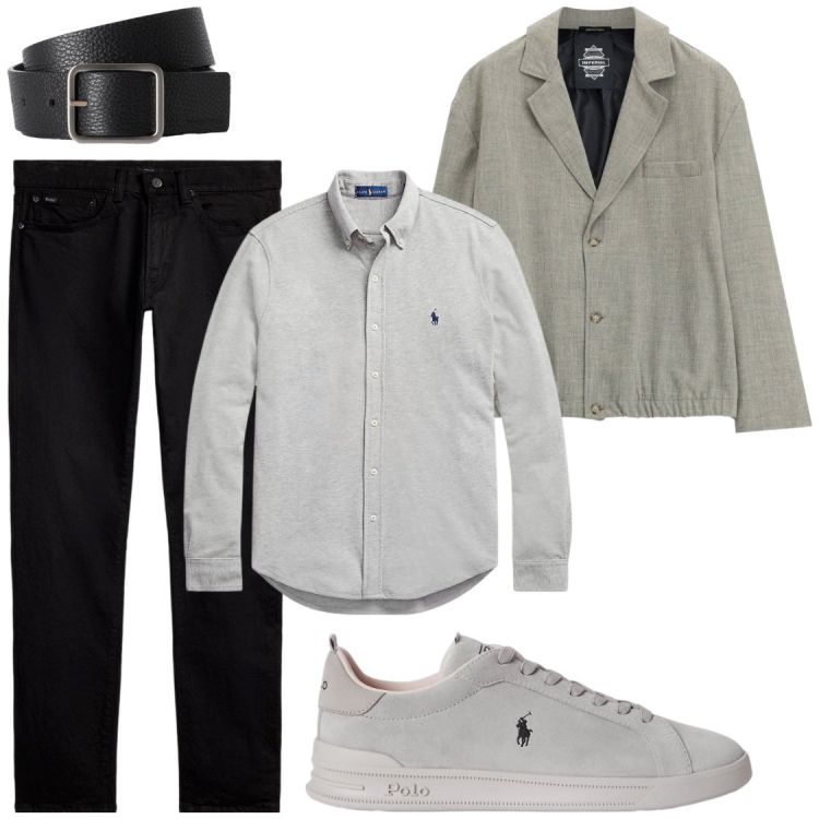 Outfit uomo - Giacche time. Stile Trendy per Ufficio. Abbinamento con cinture, giacche, camicie, jeans, sneakers.