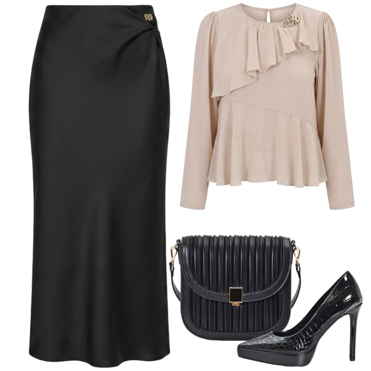 Outfit donna - Semplicemente di classe!. Stile Chic per Cerimonia. Abbinamento con borse a tracolla, gonne longuette, décolleté, bluse.