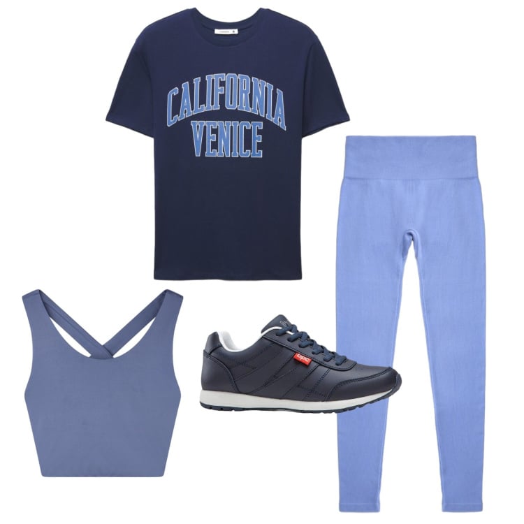 Outfit donna - Corsa della domenica mattina. Stile Casual per Sport. Abbinamento con sneakers, top sportivi, leggings sportivo, t-shirt sportive.