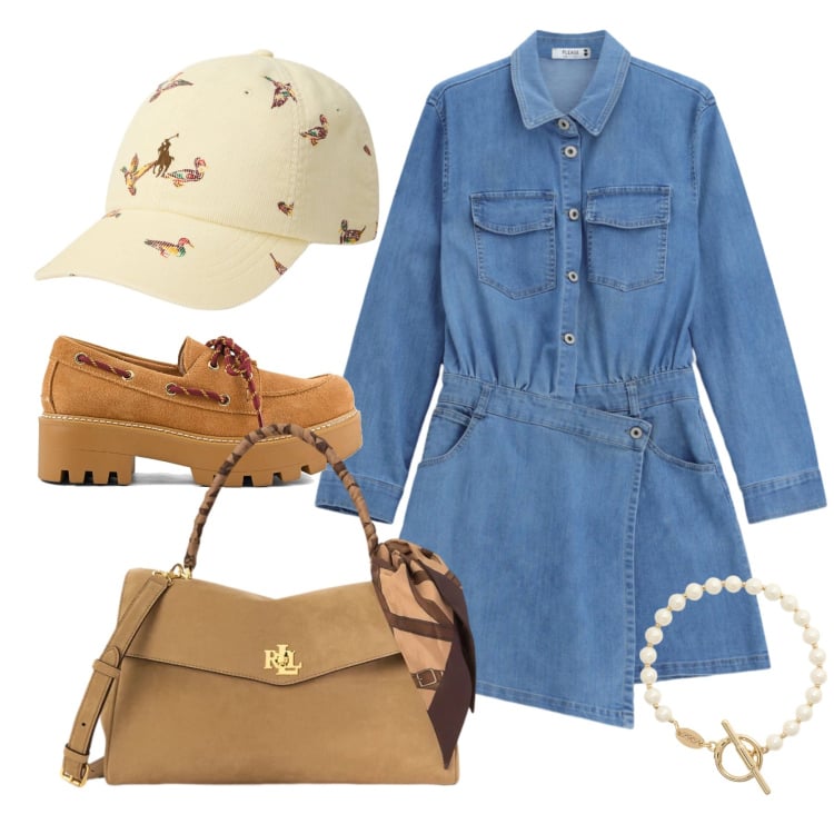 Outfit donna - Settembre. Stile Casual chic per Tutti i giorni. Abbinamento con vestiti asimmetrici, braccialetti, borse a mano, cappelli con visiera, mocassini.