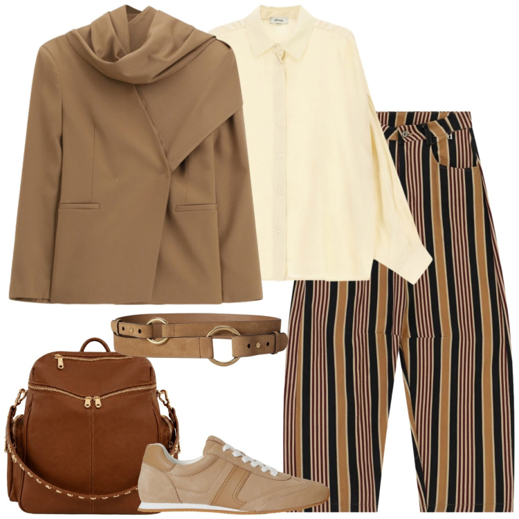 Outfit donna - Trendy. Stile Trendy per Scuola/Università. Abbinamento con pantaloni, blazer, camicie, zaini, sneakers, cinture.