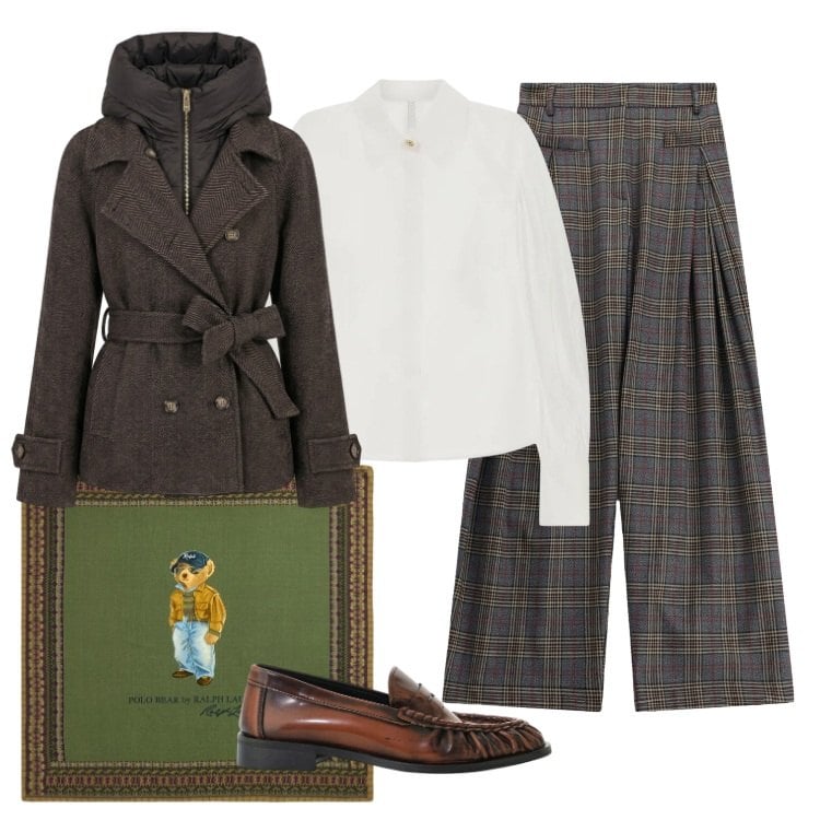 Outfit donna - Total look #2470777. Stile Urban per Tutti i giorni. Abbinamento con pantaloni a palazzo, mocassini, camicie, blazer, foulard.