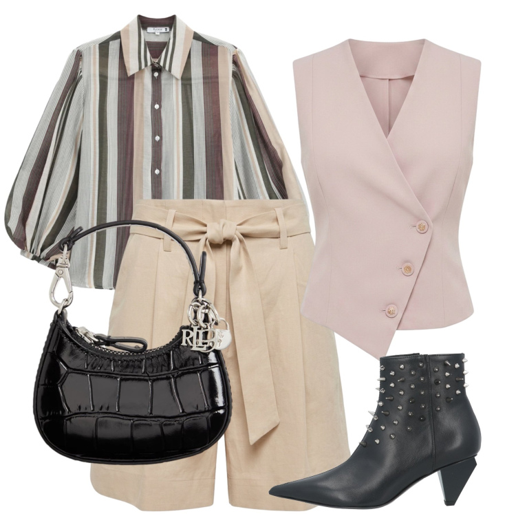 Outfit donna - Total look #2470810. Stile Urban per Serata fuori. Abbinamento con stivaletti, bermuda, gilet, camicie, portachiavi.