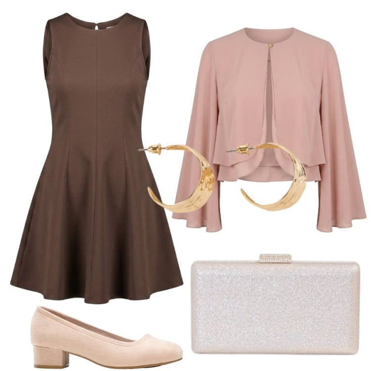 Outfit donna - Un evento speciale. Stile Romantica per Cerimonia. Abbinamento con décolleté, orecchini, clutch, blazer, vestiti corti.