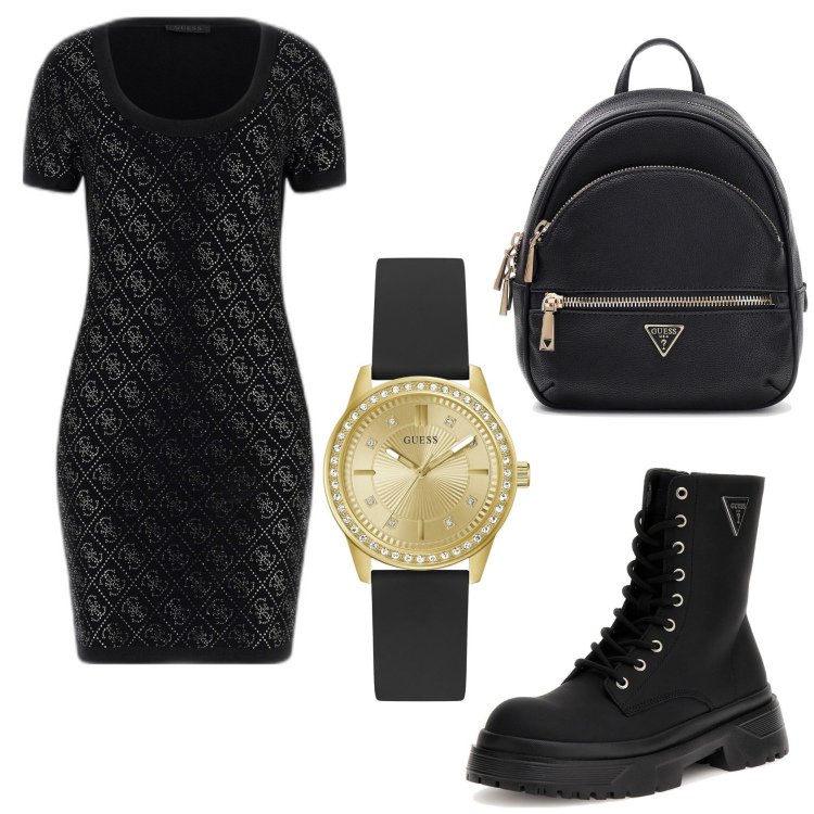Outfit mujer - Urban style. Estilo Urban para Todos los días. Combinación con mochilas, relojes analógicos, vestidos cortos, anfibios.
