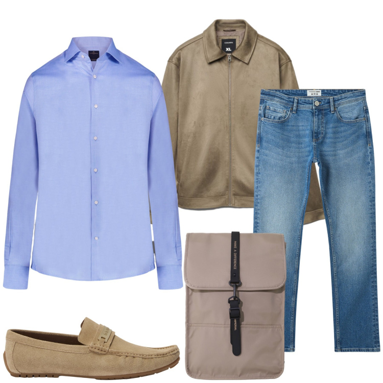 Outfit uomo - Con i mocassini. Stile Casual per Tutti i giorni. Abbinamento con scarpe stringate, borse sportive, jeans, giacche, camicie.