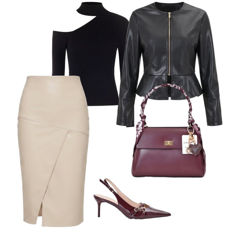 Outfit donna - Eleganza Rinascimento. per Serata fuori. Abbinamento con giacche, gonne longuette, décolleté, maglieria, borse a mano.