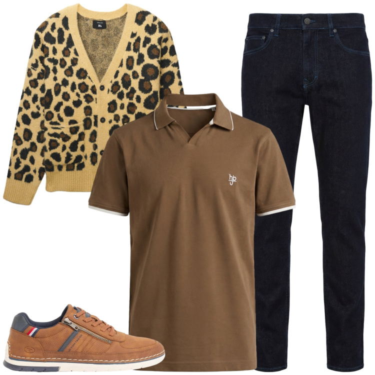 Outfit uomo - Autunno alle porte. Stile Casual per Tutti i giorni. Abbinamento con sneakers, jeans, polo, cardigans.