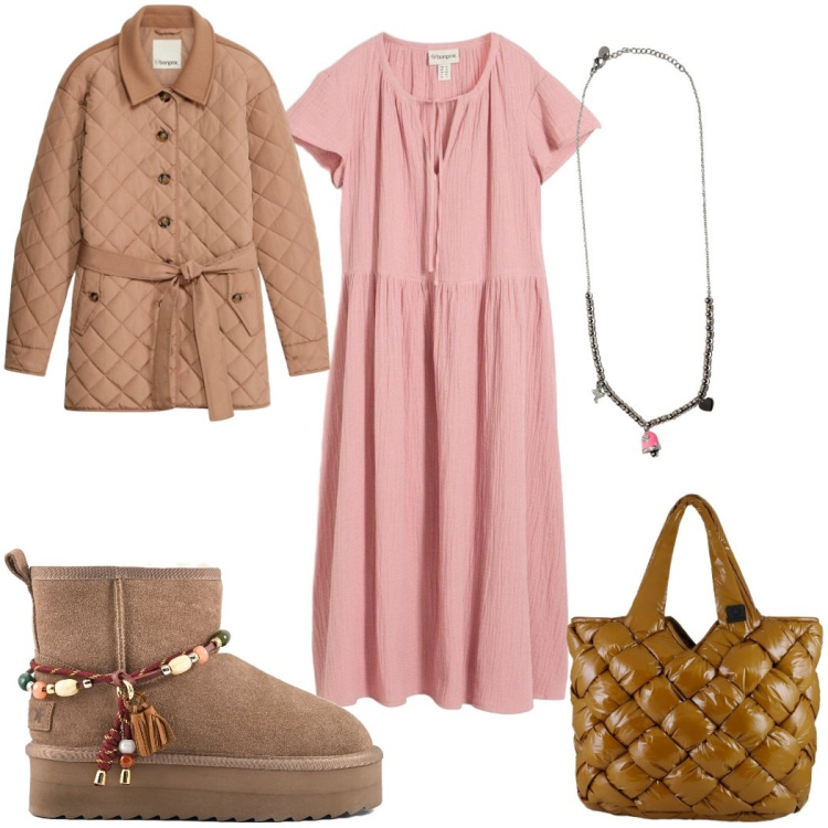 Outfit donna - Eleganza per il rientro - minimal. Stile Minimal per Tutti i giorni. Abbinamento con vestiti midi/longuette, giacche, ciondoli, borse tote, stivaletti.