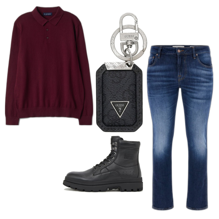 Outfit hombre - Urban style. Estilo Urban para Todos los días. Combinación con polo, vaqueros pitillo, botas, llaveros.