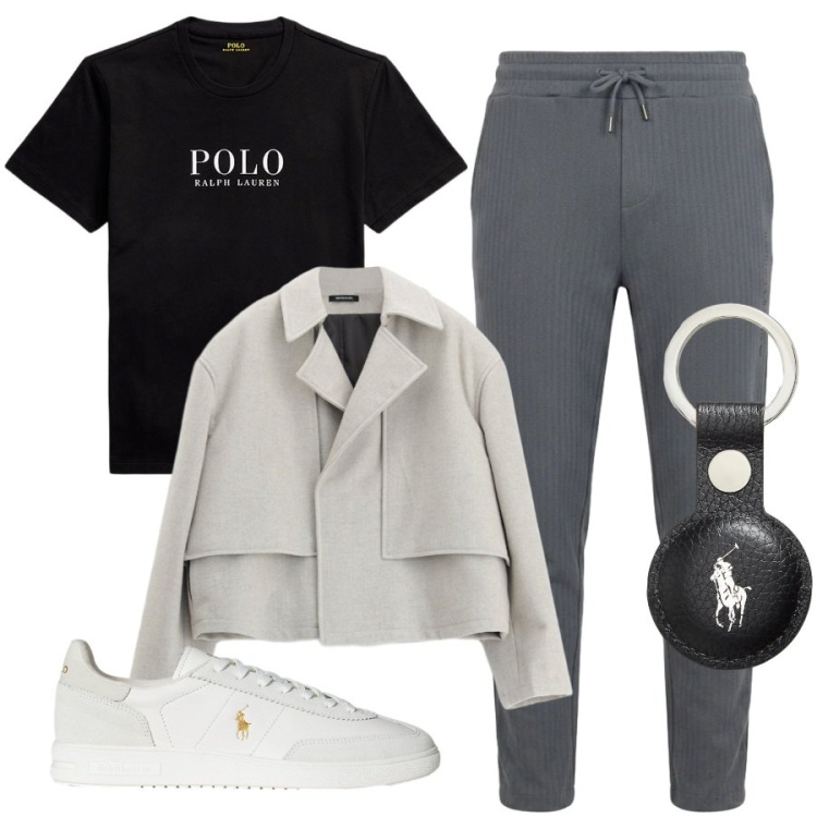 Outfit uomo - Sportivo con stile. Stile Casual per Tutti i giorni. Abbinamento con pantaloni, giacche, t-shirt, sneakers, portachiavi.