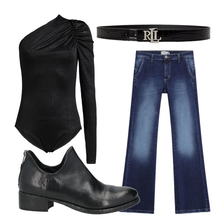 Outfit donna - Settembre. Stile Sexy per Serata fuori. Abbinamento con stivaletti, body, jeans, cinture.