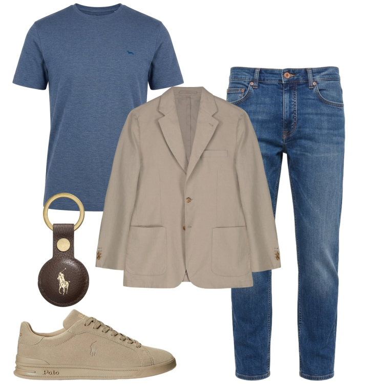 Outfit uomo - Settembre. Stile Casual per Tutti i giorni. Abbinamento con t-shirt, jeans, giacche, sneakers, portachiavi.