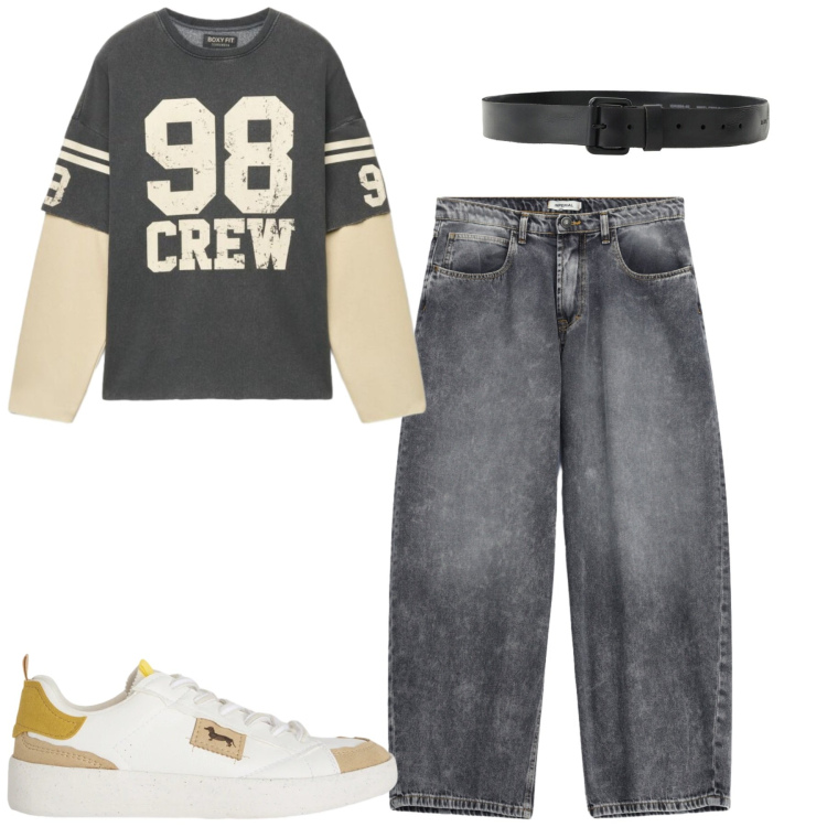 Outfit uomo - Settembre. Stile Casual per Tutti i giorni. Abbinamento con sneakers, jeans, cinture, felpe.