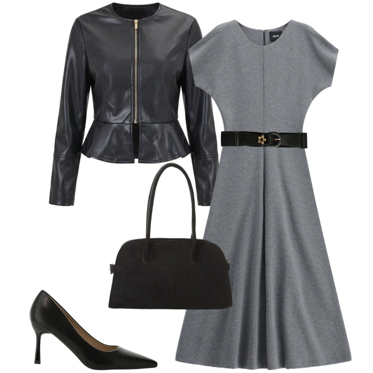 Outfit donna - Serata settembrina. Stile Bon Ton per Serata fuori. Abbinamento con décolleté, borse a spalla, vestiti midi/longuette, blazer, cinture.