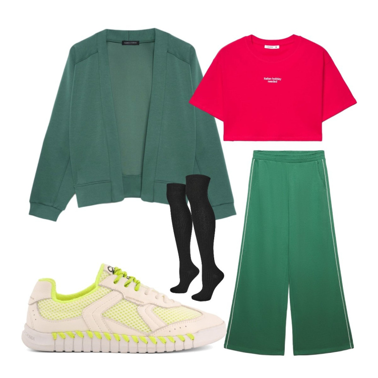 Outfit donna - Holiday needed. Stile Basic per Sport. Abbinamento con calzini, pantaloni sportivi, t-shirt, felpe, sneakers.
