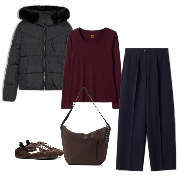 Outfit mujer - Casual #8492. Estilo Casual para Todos los días. Combinación con blazers, bolsos de hombro, sneakers, pantalones, camiseta.