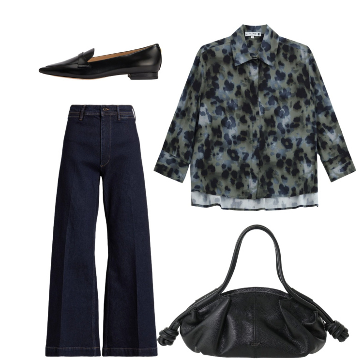 Outfit donna - Domani è di nuovo lunedì. Stile Basic per Ufficio. Abbinamento con borse a mano, camicie, jeans, mocassini.