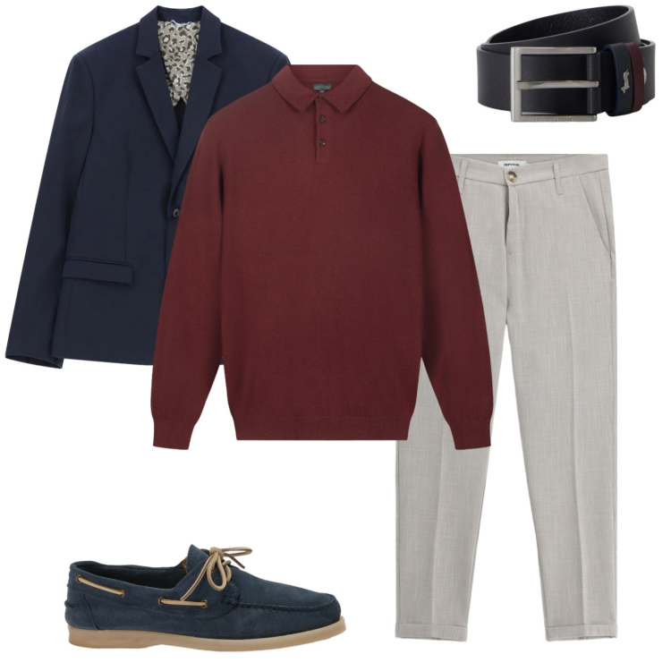 Outfit uomo - Focus polo. Stile Urban per Ufficio. Abbinamento con scarpe stringate, cinture, giacche, pantaloni, polo.