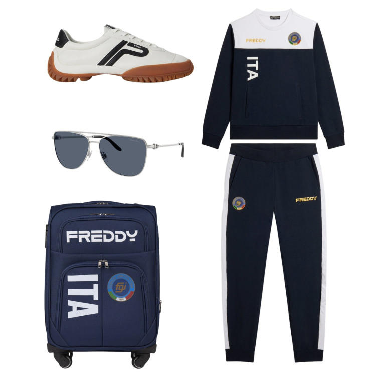 Outfit donna - Gare in vista. Stile Basic per Sport. Abbinamento con borse sportive, tute, occhiali da sole, sneakers.