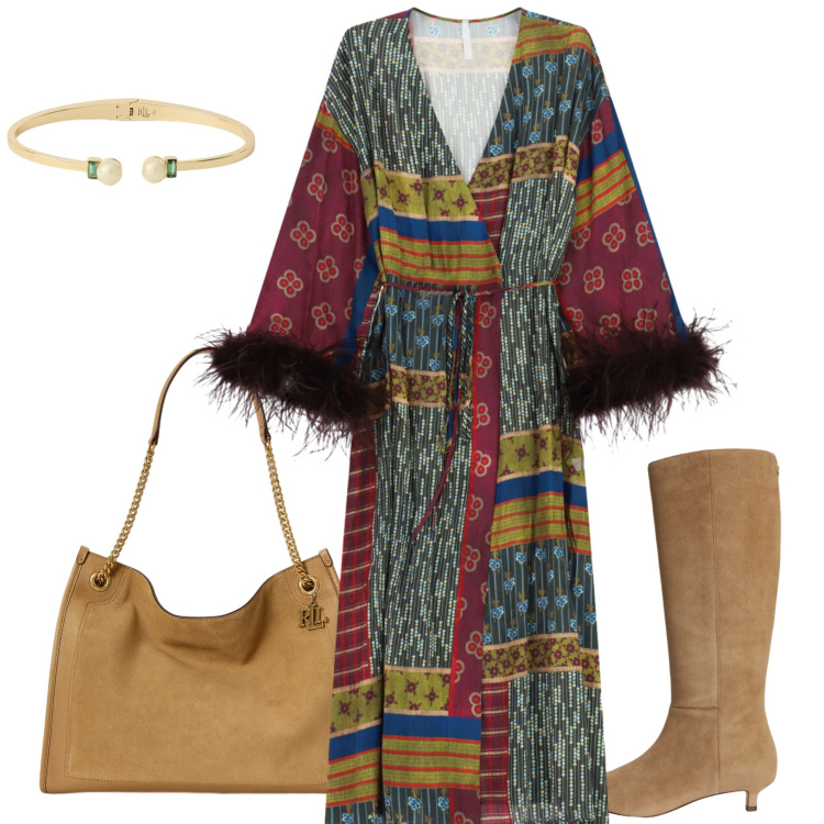 Outfit donna - Total look #2471165. Stile Casual chic per Tutti i giorni. Abbinamento con vestiti midi/longuette, braccialetti, borse tote, stivali.