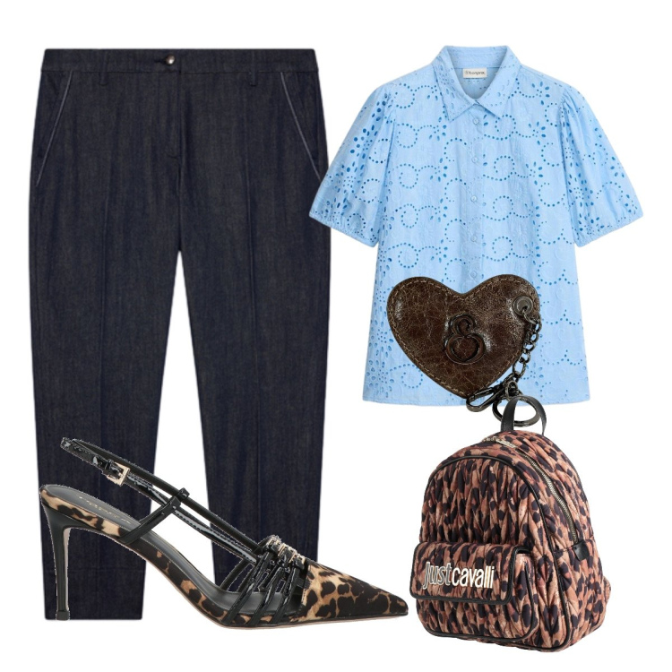 Outfit donna - Animalier style. Stile Etnico per Scuola/Università. Abbinamento con zaini, décolleté, camicie a manica corta, jeans, portachiavi.