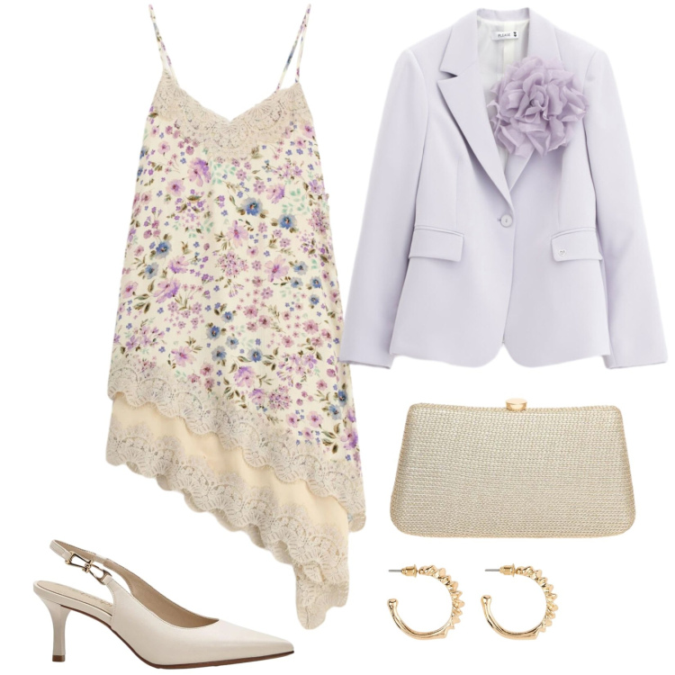 Outfit donna - Total look #2471256. Stile Chic per Tutti i giorni. Abbinamento con décolleté, orecchini, vestiti midi/longuette, blazer, pochette.