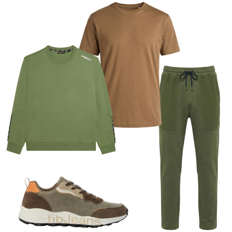 Outfit uomo - Total look #2471259. Stile Urban per Sport. Abbinamento con pantaloni, t-shirt, sneakers, felpe.