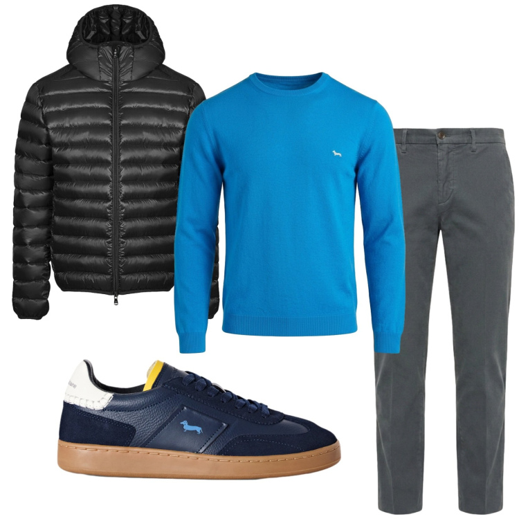 Outfit uomo - Total look #2471260. Stile Urban per Tutti i giorni. Abbinamento con pantaloni, sneakers, maglieria, bomber.