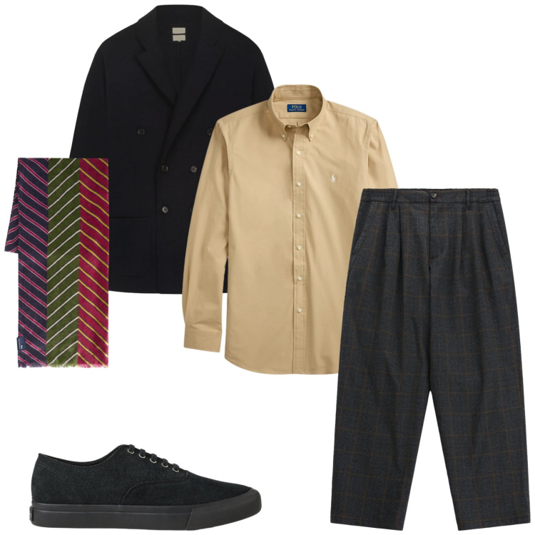 Outfit uomo - Total look #2471267. Stile Trendy per Serata speciale. Abbinamento con sciarpe, pantaloni, cardigans, camicie, sneakers.