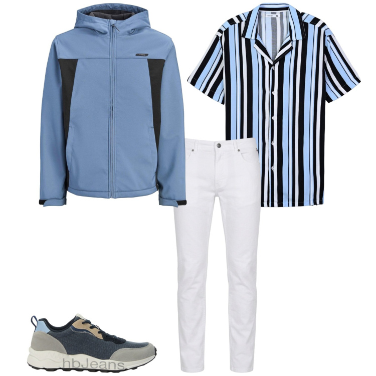 Outfit uomo - Total look #2471271. Stile Casual per Tutti i giorni. Abbinamento con giacche, pantaloni, sneakers, camicie a manica corta.