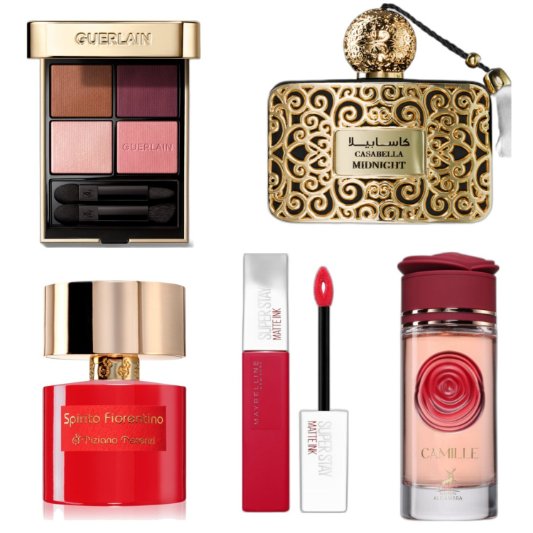 Outfit donna - Rouge box. Abbinamento con rossetti, profumi, ombretti, profumi, profumi.
