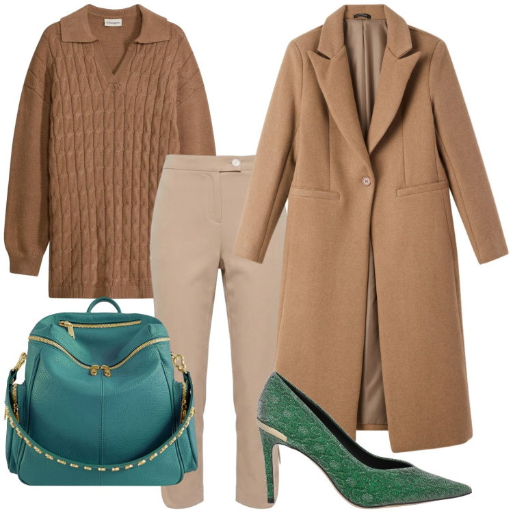 Outfit donna - Accessori smeraldo. Stile Casual per Tutti i giorni. Abbinamento con décolleté, maglieria, pantaloni, cappotti, zaini.