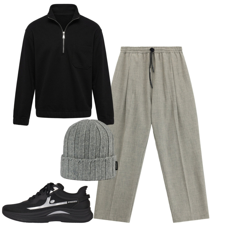 Outfit uomo - Fall. Stile Casual per Tutti i giorni. Abbinamento con felpe, pantaloni, sneakers, berretti.
