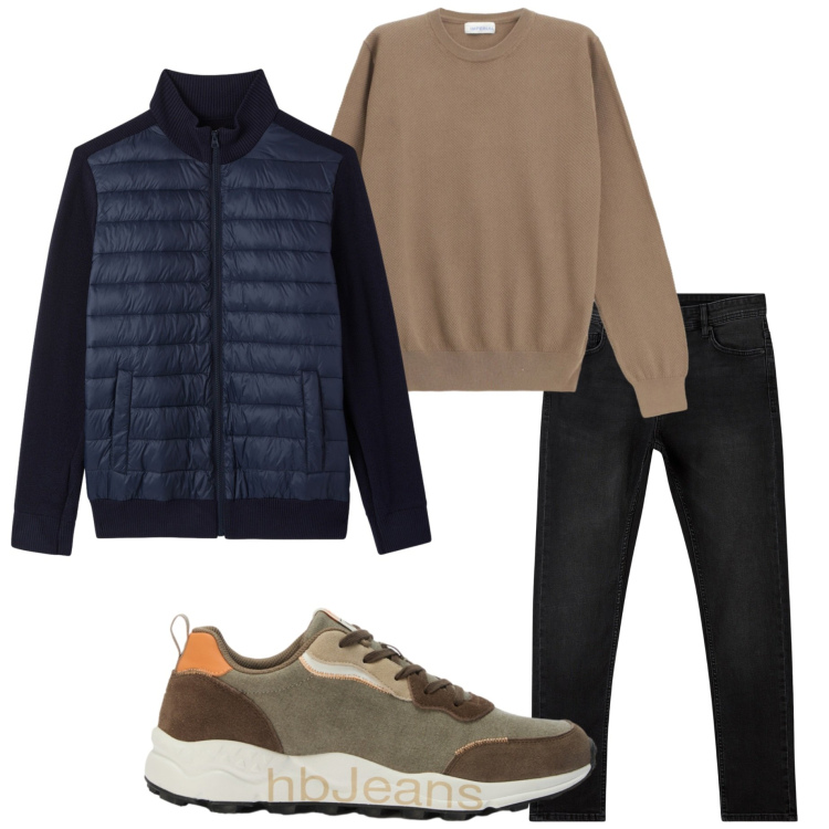 Outfit uomo - Fine settembre. Stile Casual per Tutti i giorni. Abbinamento con sneakers, maglieria, jeans skinny, giacche.
