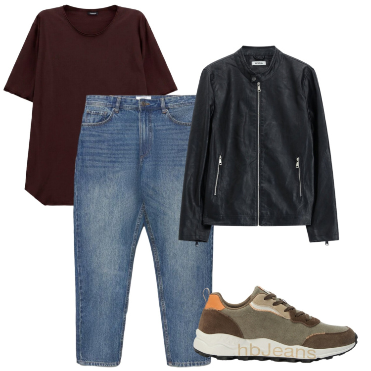 Outfit uomo - Look casual friday. Stile Casual per Tutti i giorni. Abbinamento con sneakers, t-shirt, giacche, jeans dritti.