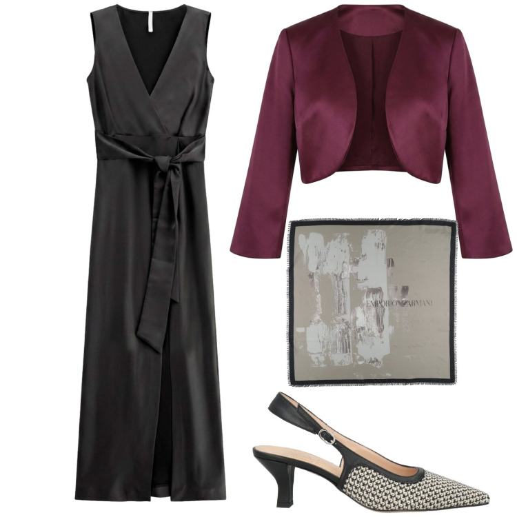 Outfit donna - Molto chic. Stile Chic per Cerimonia. Abbinamento con sciarpe, décolleté, vestiti lunghi, bolero.