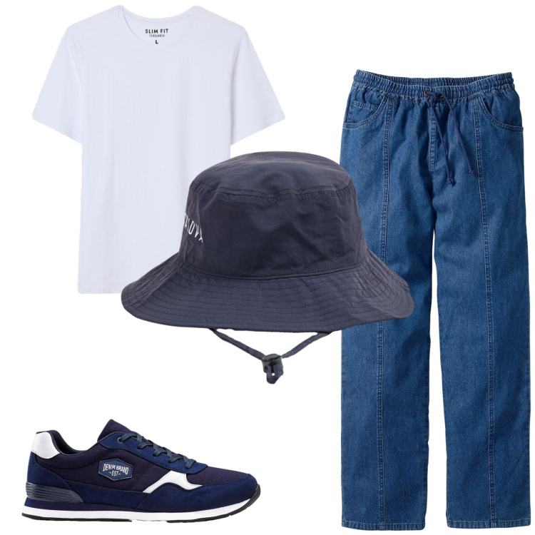 Outfit uomo - Total look #2471505. Stile Casual per Tutti i giorni. Abbinamento con sneakers, pantaloni, cappelli, t-shirt.