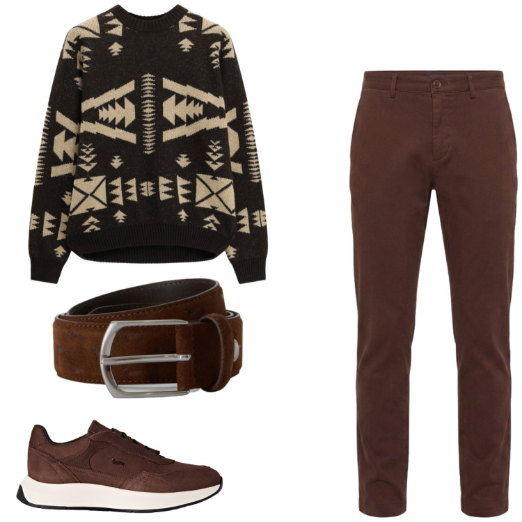 Outfit uomo - Total look #2471509. Stile Casual per Tutti i giorni. Abbinamento con cinture, sneakers, pantaloni, maglieria.