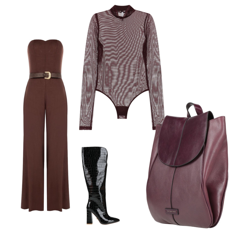 Outfit donna - Forinspo. Stile Casual chic per Ufficio. Abbinamento con zaini, stivali, body, tute.