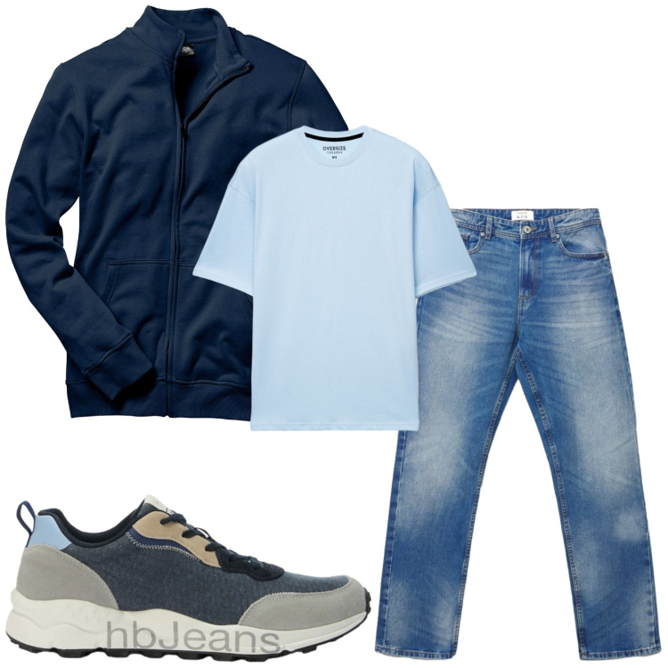 Outfit uomo - Total look #2471524. Stile Casual per Tutti i giorni. Abbinamento con sneakers, t-shirt, jeans dritti, felpe.