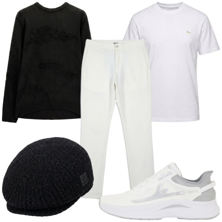 Outfit uomo - Total look #2471544. Stile Casual per Tutti i giorni. Abbinamento con t-shirt, maglieria, sneakers, pantaloni, cappelli e berretti.