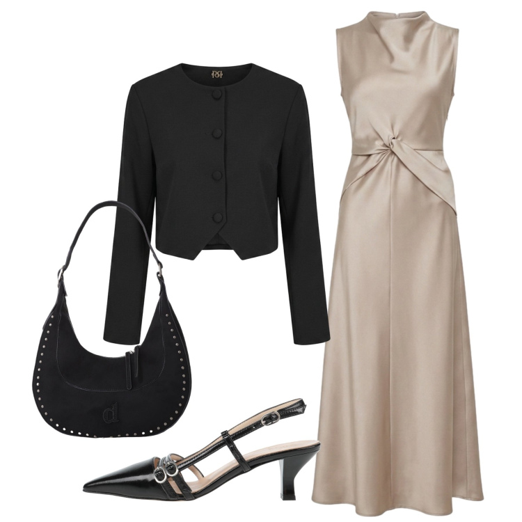 Outfit donna - Cerimonia. Stile Chic per Serata fuori. Abbinamento con décolleté, borse a spalla, blazer, vestiti midi/longuette.