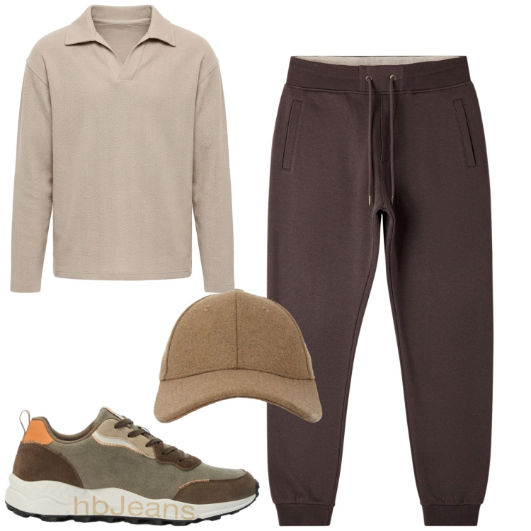 Outfit uomo - Fall. Stile Casual per Tutti i giorni. Abbinamento con sneakers, felpe, pantaloni, cappelli con visiera.