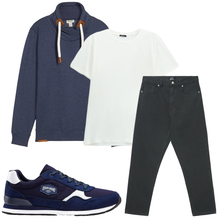 Outfit uomo - Total look #2471710. Stile Casual per Tutti i giorni. Abbinamento con sneakers, felpe, t-shirt, jeans.