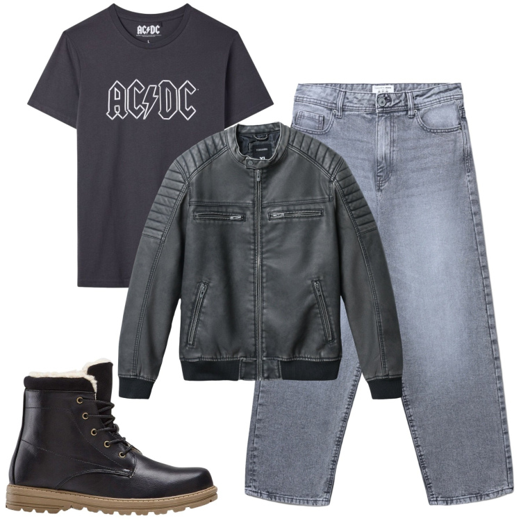 Outfit uomo - Con gli amici. Stile Casual per Serata speciale. Abbinamento con stivali e stivaletti, jeans, giacche, t-shirt.